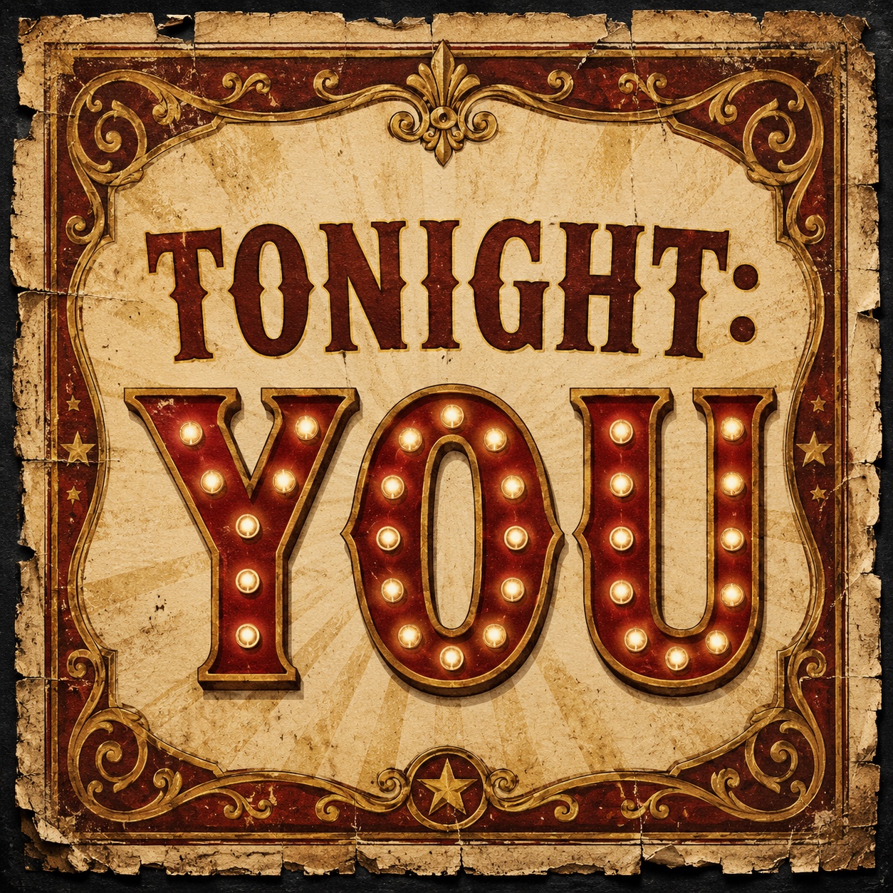 A vintage circus marquee poster reading: TONIGHT: YOU.