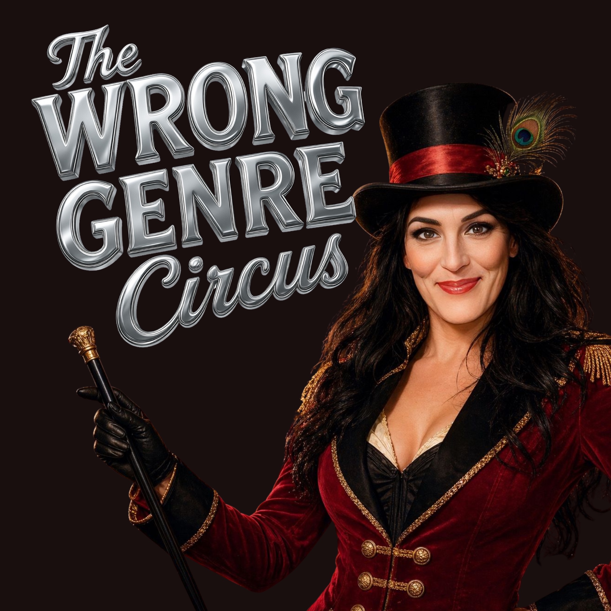 McCall as the dark red and black Ringmistress of Wrong Genre Circus.